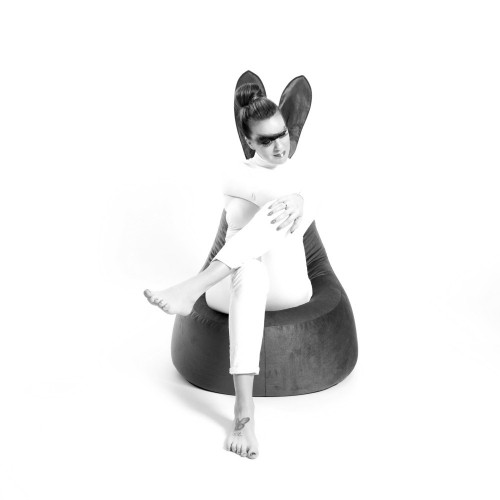 Qubo™ Mommy Rabbit Black Ears Olive VELVET FIT sēžammaiss (pufs) image 3