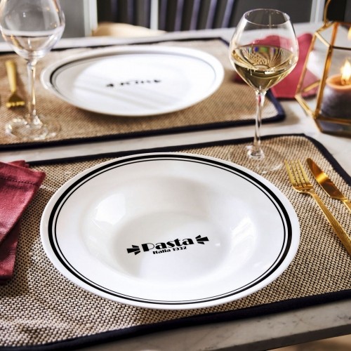 Pasta Dish Luminarc Friends Time Bistro White/Black Glass 28,5 cm (12 Units) image 3