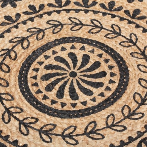 Carpet 120 x 120 x 1 cm Natural Black Jute image 3