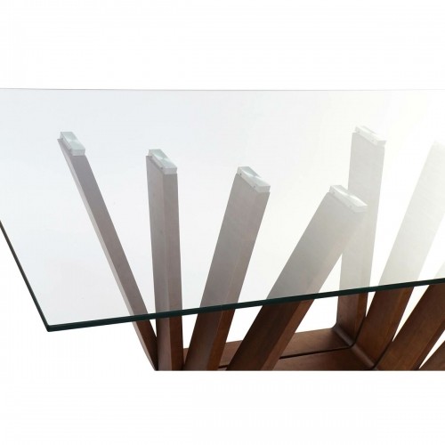 Pusdienu galds DKD Home Decor Stikls Brūns Caurspīdīgs Riekstkoks 200 x 100 x 75 cm image 3