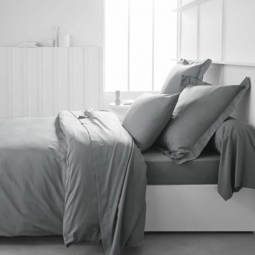 Fitted bottom sheet TODAY Essential Light grey 140 x 200 cm Grey image 3
