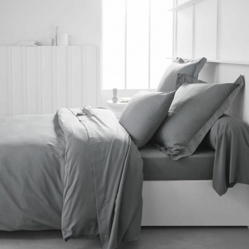 Fitted bottom sheet TODAY Essential Light grey 140 x 190 cm Grey image 3