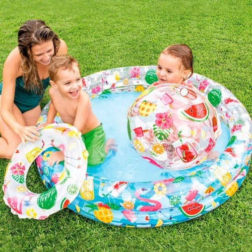 Inflatable Paddling Pool for Children Intex Tropical Rings 150 l 122 x 25 cm (12 Units) image 3