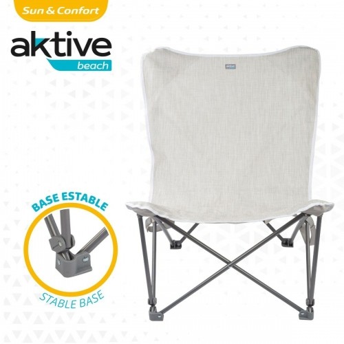 Foldable Camping Chair Aktive Beige 78 x 90 x 76 cm (4 Units) image 3