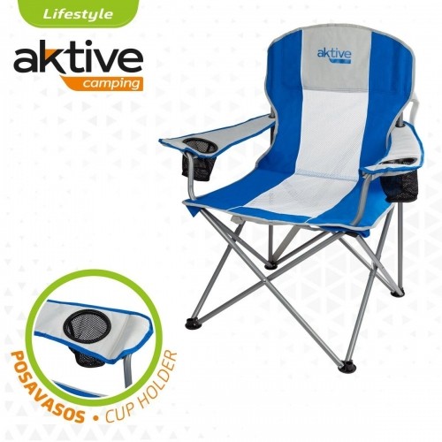 Saliekamais kempinga krēsls Aktive Pelēks Zils 57 x 97 x 60 cm (4 gb.) image 3
