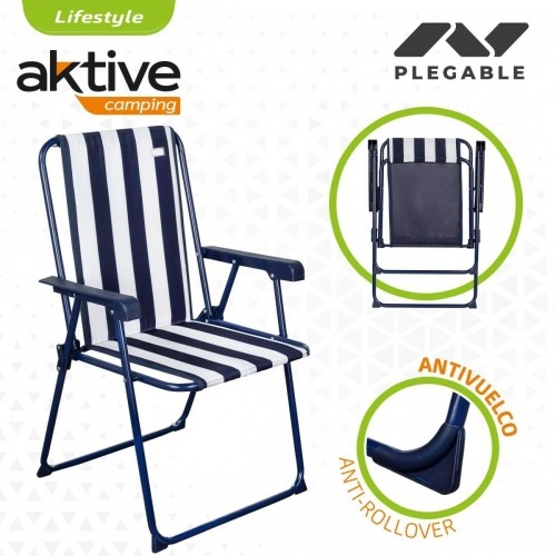 Folding Chair Aktive Striped White Navy Blue 43 x 85 x 47 cm (4 Units) image 3