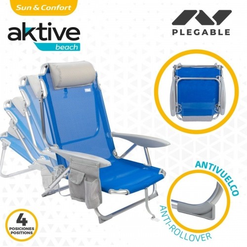 Складной стул с подголовником Aktive Gomera Синий 51 x 76 x 45 cm (2 штук) image 3