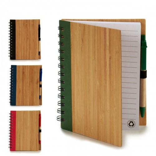 Spiral Notebook with Pen 14 x 18 cm Bamboo (12 Units) image 3