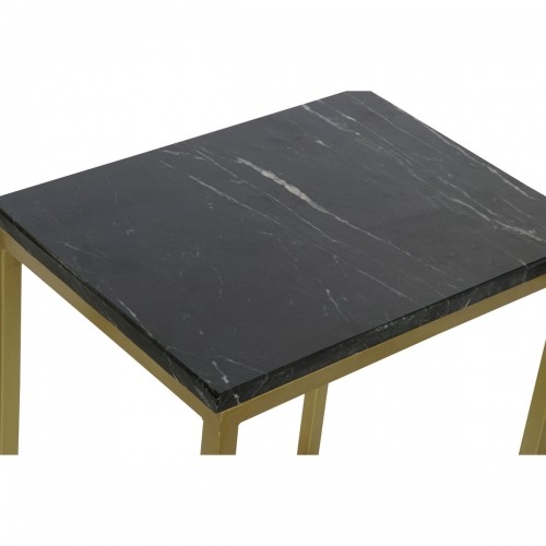 Набор из трех столиков DKD Home Decor 50 x 35 x 60 cm Чёрный Позолоченный Мрамор Железо image 3