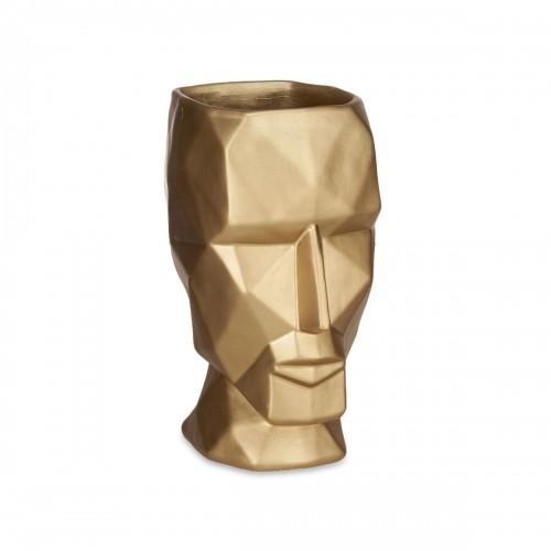Vase 3D Face Golden Polyresin 12 x 24,5 x 16 cm (4 Units) image 3