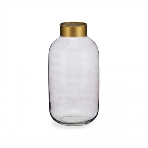 Vase Grey Golden Glass 14,5 x 29,5 x 14,5 cm (6 Units) image 3