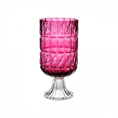 Vase Engraving Dark pink Crystal 13 x 26,5 x 13 cm (6 Units) image 3