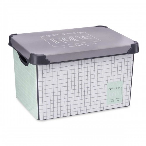 Storage Box with Lid Home Graph paper 22 L Grey Plastic 29 x 23,5 x 39 cm (12 Units) image 3