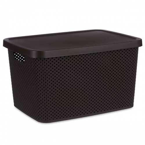 Storage Box with Lid Brown Plastic 19 L 28 x 22 x 39 cm (12 Units) image 3