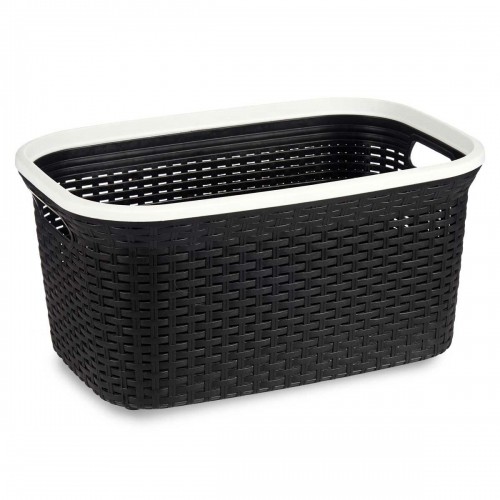 Laundry Basket White Black Plastic 36 L 36 x 25,5 x 53 cm (12 Units) image 3