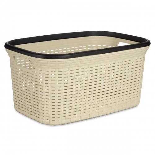 Laundry Basket Cream Plastic 36 L 36 x 25,5 x 52,5 cm (12 Units) image 3