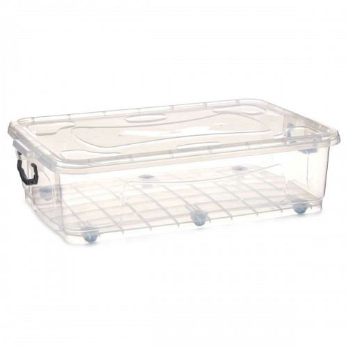 Storage Box with Wheels Transparent Plastic 40 L 46,5 x 20 x 72,2 cm (6 Units) image 3