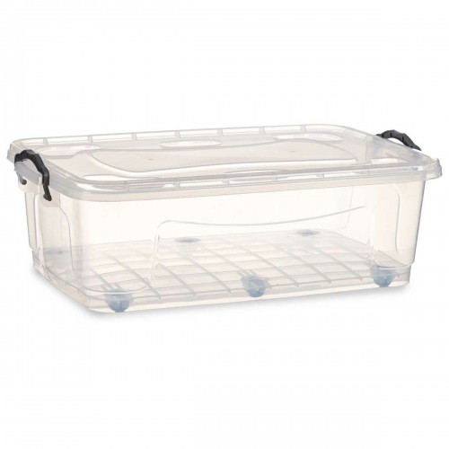 Storage Box with Wheels Transparent Plastic 30 L 40 x 20,5 x 63 cm (6 Units) image 3