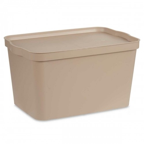Storage Box with Lid Beige Plastic 24 L 29,3 x 24,5 x 45 cm (6 Units) image 3
