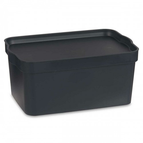 Storage Box with Lid Anthracite Plastic 7,5 L 21 x 14,2 x 32 cm (12 Units) image 3