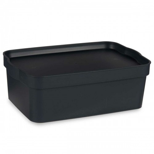 Storage Box with Lid Anthracite Plastic 6 L 21 x 11 x 32 cm (12 Units) image 3