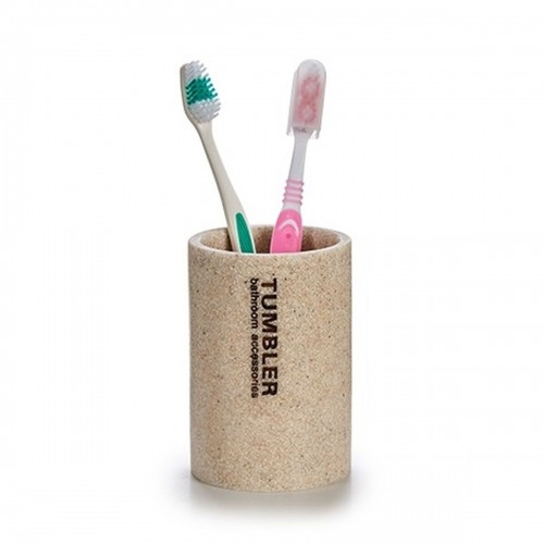 Toothbrush Holder Tumbler Beige Resin 7,5 x 10,5 x 7,5 cm (12 Units) image 3