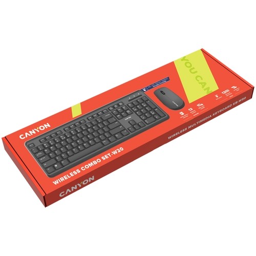 CANYON SET-W20, Wireless combo set,Wireless keyboard with Silent switches,104 keys, UK&US 2 in 1 layout,optical 3D Wireless mice 100DPI black image 3