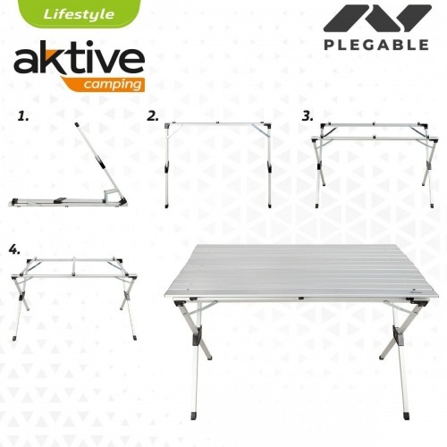 Folding Table Aktive Silver Aluminium 110 x 70 x 70 cm (4 Units) image 3