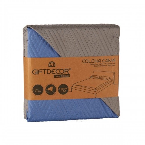 Reversible Bedspread 240 x 260 cm Blue Grey (6 Units) image 3