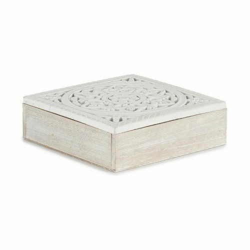Decorative box White Wood 22 x 7,5 x 22 cm (4 Units) image 3