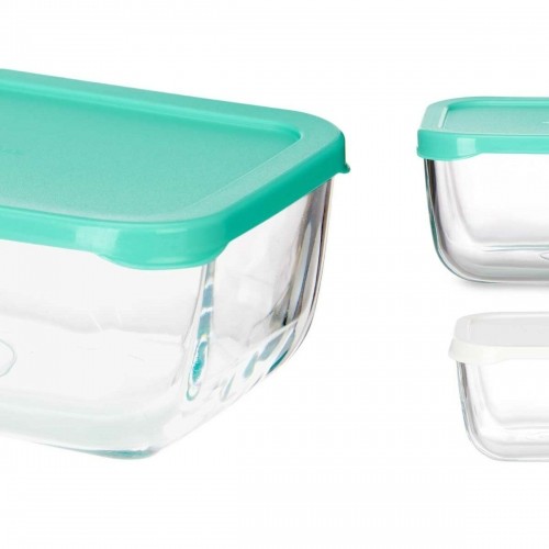 Set of lunch boxes Snow Box Rectangular White Turquoise (4 Units) image 3