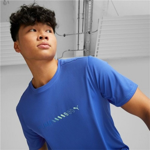 Men’s Short Sleeve T-Shirt Puma Run Favorite Logo Blue image 3