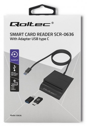 Action Qoltec smart card reader + USB-C adapter SCR-0636 image 3