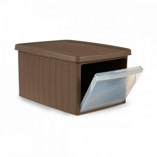 Storage Box with Lid Stefanplast Elegance Side Beige Plastic 29 x 21 x 39 cm (5 Units) image 3