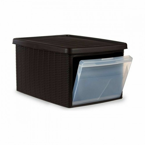Storage Box with Lid Stefanplast Elegance Side Brown Plastic 29 x 21 x 39 cm (5 Units) image 3