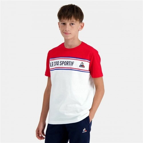 Bērnu Krekls ar Īsām Piedurknēm Le coq sportif  N°2 Tricolore Balts image 3