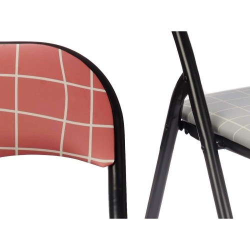 Folding Chair Hand Made Brown Black Grey PVC Metal 43 x 46 x 78 cm (6 Units) image 3