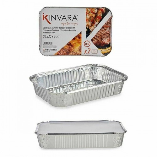 Set of Kitchen Dishes Disposable With lid Aluminium 21 x 6 x 30,5 cm (24 Units) image 3