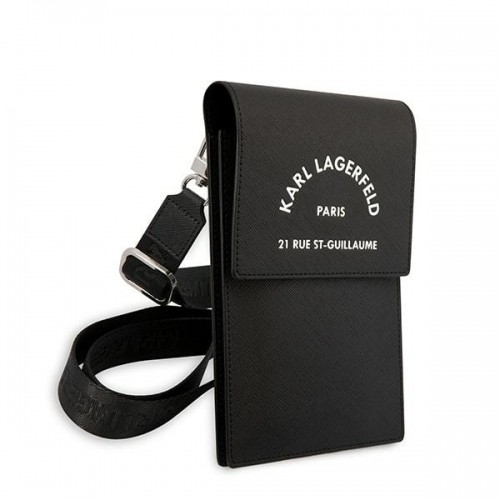 Karl Lagerfeld Saffiano Rue Saint Guillaume Wallet Phone Bag Black image 3