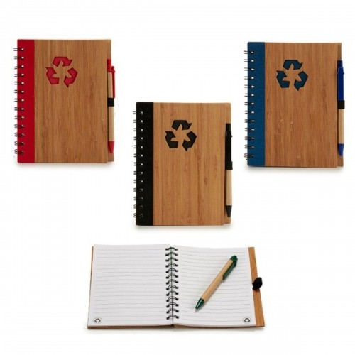 Spiral Notebook with Pen Bamboo 1 x 18 x 14 cm (12 Units) image 3