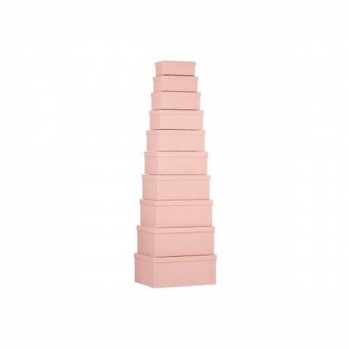 Set of Stackable Organising Boxes Pink Cardboard (2 Units) image 3