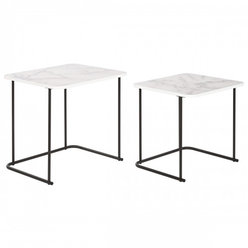 Набор из двух столиков DKD Home Decor Белый Чёрный Металл Деревянный MDF 51 x 43 x 49 cm image 3