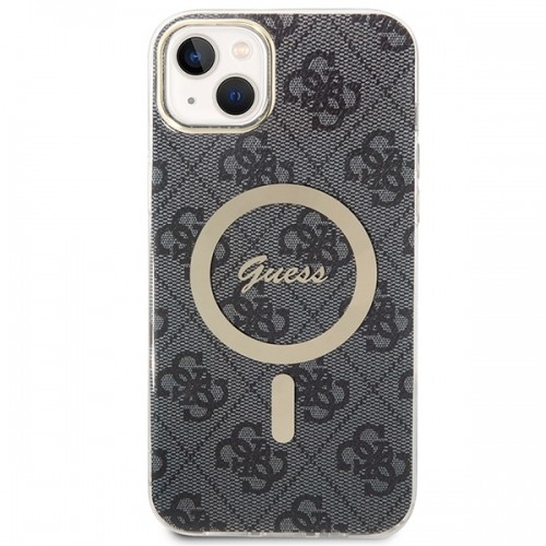 Zestaw Guess GUBPP14SH4EACSK Case+ Charger iPhone 14 6,1" czarny|black hard case 4G Print MagSafe image 3