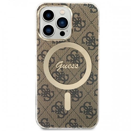 Zestaw Guess GUBPP13XH4EACSW Case+ Charger iPhone 13 Pro Max brązowy|brown hard case 4G Print MagSafe image 3