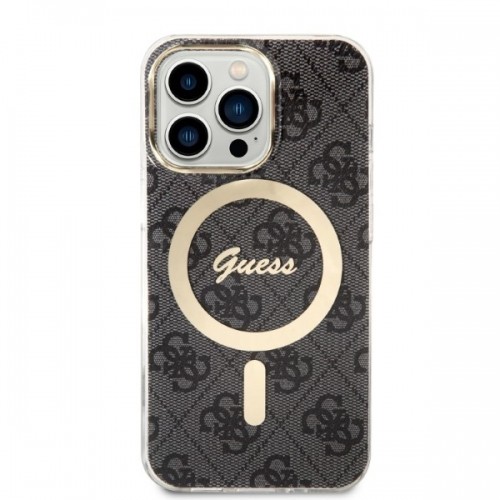 Zestaw Guess GUBPP13LH4EACSK Case+ Charger iPhone 13 Pro czarny|black hard case 4G Print MagSafe image 3