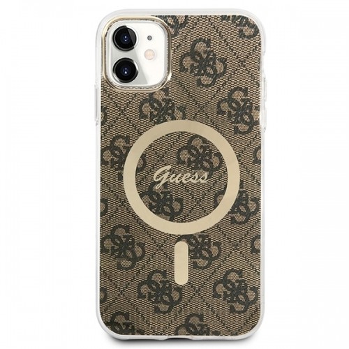 Zestaw Guess GUBPN61H4EACSW Case+Charger iPhone 11 6,1" brązowy|brown hard case 4G Print MagSafe image 3
