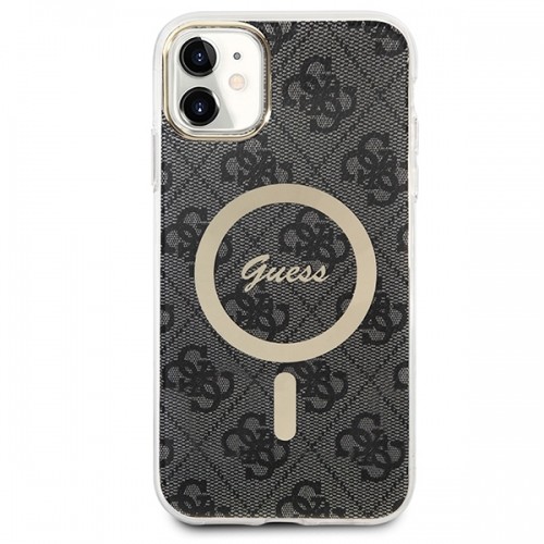Zestaw Guess GUBPN61H4EACSK Case+Charger iPhone 11 6,1" czarny|black hard case 4G Print MagSafe image 3