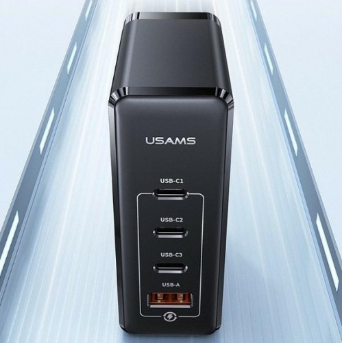 USAMS Ład. siec. 3xUSB-C+1xUSB GaN 100W T50 PD (only head) Fast Charging czarny|black CC163TC01 (US-CC163) image 3