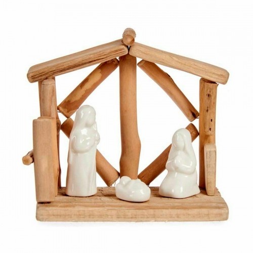 Christmas nativity set White Natural Wood Ceramic 17 x 14,5 x 8 cm (2 Units) image 3