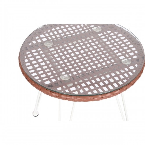 Стол и 2 стула DKD Home Decor Белый терракот Металл Стеклянный синтетический ротанг 56 x 57,5 x 82 cm image 3